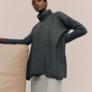 Cuyana Charcoal Gray Turtleneck Sweater, baby alpaca wool